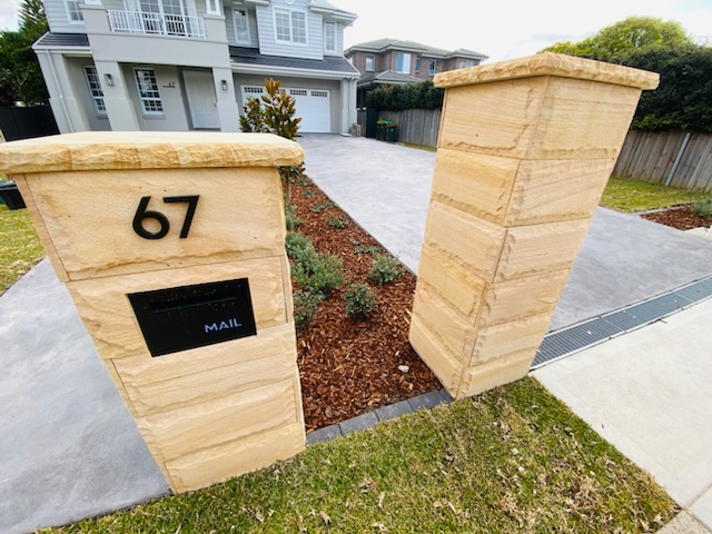 sandstone pillar mail box